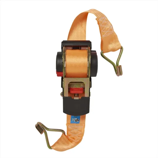 Spanband met ratel en 2 haken 350cm 320kg automatisch oprollend