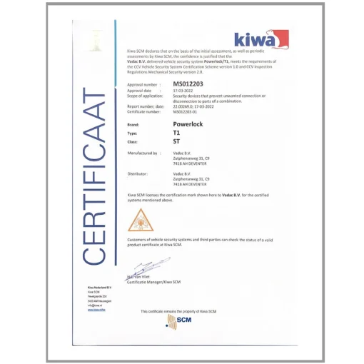 PowerLock T1 SCM koppelingsslot &ndash; SCM goedgekeurd
