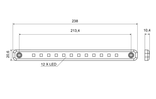 Binnenverlichting langwerpig 12V wit